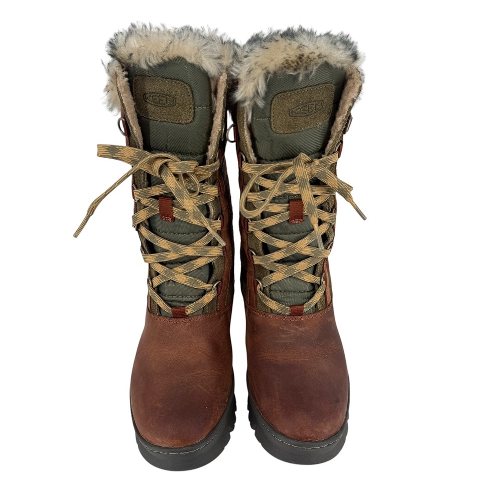 KEEN Wapato Tall Winter Snow Boots Women 8 Waterproof Leather Faux Fur Insulated - Picture 2 of 12